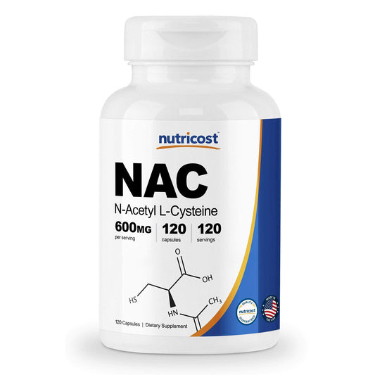 Nutricost N-Acetyl L-Cysteine (NAC) 600mg, 120 Vegetarian Capsules - Non-GMO, Gluten Free, Vegetarian Caps