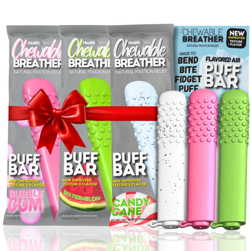 Health Chews Aroma Flex PuffBar 3-Pack – Natural Quit Smoking Inhaler & Quit Vaping Aid – Essential Oil Infused Chew Stick for Craving Relief, Stress Relief Tool, and Oral Fixation Quit Smoking Aid