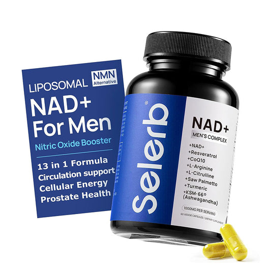 Selerb NAD+ Supplements for Men – Nitric Oxide Prostate Health Supplements for Men with Resveratrol, CoQ10, L Citrulline and Lycopene for Anti-Aging, Stamina & Cellular Energy Support 60 Capsules