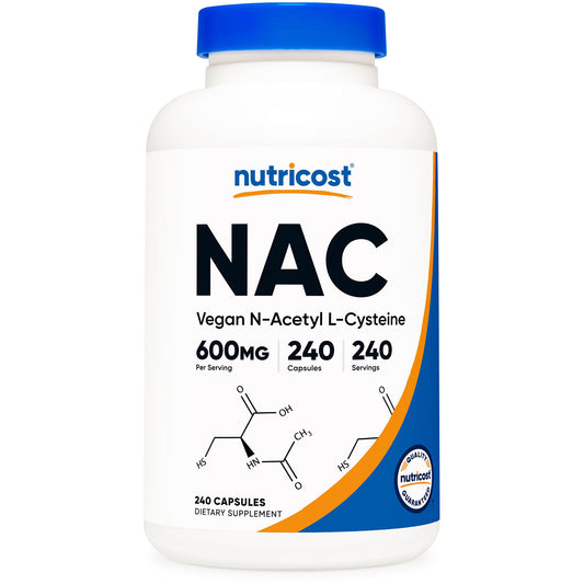 Nutricost N-Acetyl L-Cysteine (NAC) 600mg, 240 Vegetarian Capsules - Vegan, Non-GMO, Gluten Free