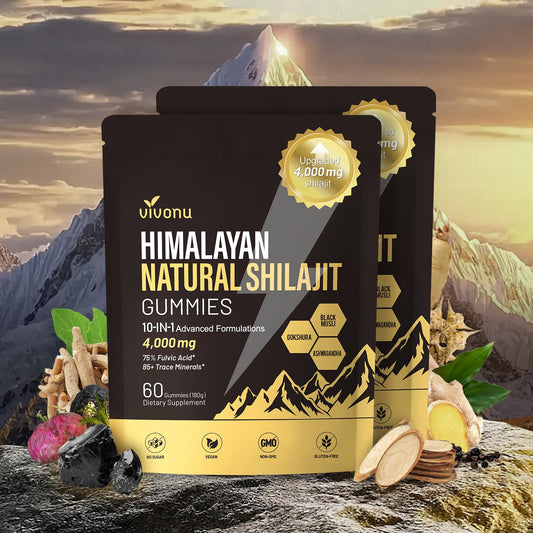 VivoNu Shilajit Gummies, Shilajit for Men & Women | 4000mg High Potency 10-in-1 Formula with Pure Himalayan Shilajit, Ashwagandha, and 75% Fulvic Acid | Sugar-Free Vegan, 85+ Trace Minerals