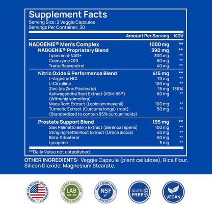 Selerb NAD+ Supplements for Men – Nitric Oxide Prostate Health Supplements for Men with Resveratrol, CoQ10, L Citrulline and Lycopene for Anti-Aging, Stamina & Cellular Energy Support 60 Capsules