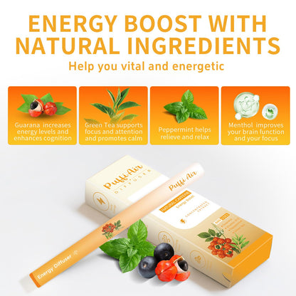 PUFFIAIR Herbal Diffuser Duo with Mullein, Guarana & More Day Vitality Duo for Fresh Breath & Energy Boost Support - 600 Uses Per Stick
